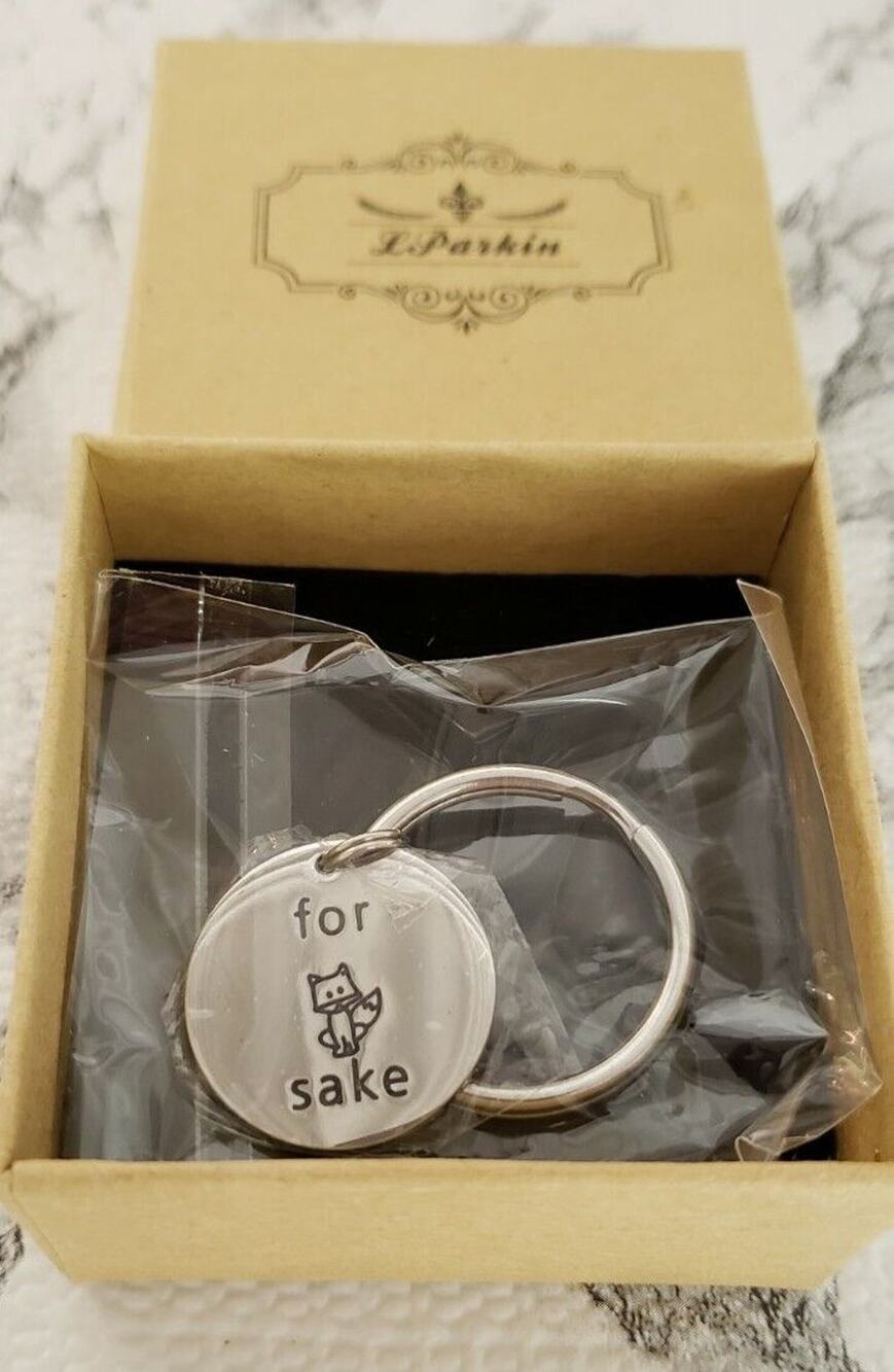 L Parkin "For Fox Sake" Keychain, Stainless Steel, Funny Gift NIB
